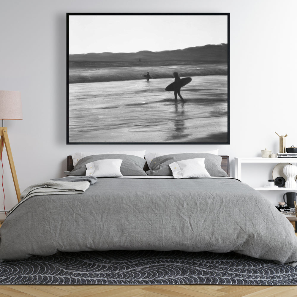 Toile de chambre à coucher « Surfeurs côtiers » | Décoration murale encadrée