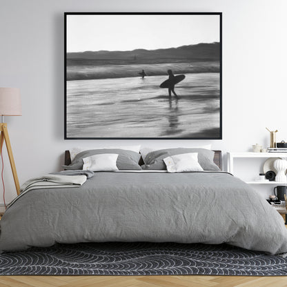Toile de chambre à coucher « Surfeurs côtiers » | Décoration murale encadrée