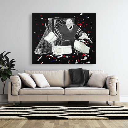 Modern Blue Living Room Canvas | Goalkeeper Hockey Art Decor