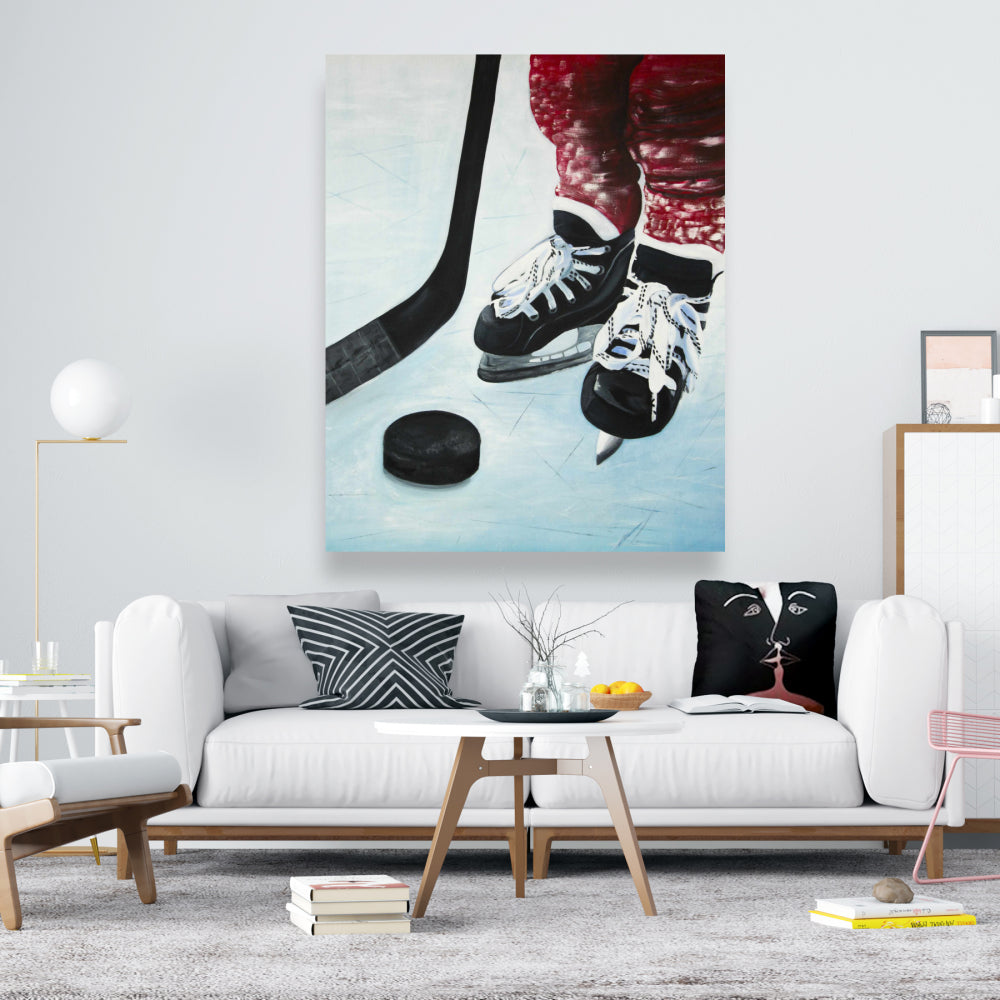 Young Hockey Player Canvas - Sports Bedroom Decor | Hyperrealist
