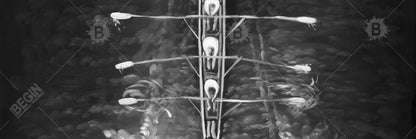 Rowing Boat Canvas - White Monochrome Wall Art for Home Decor