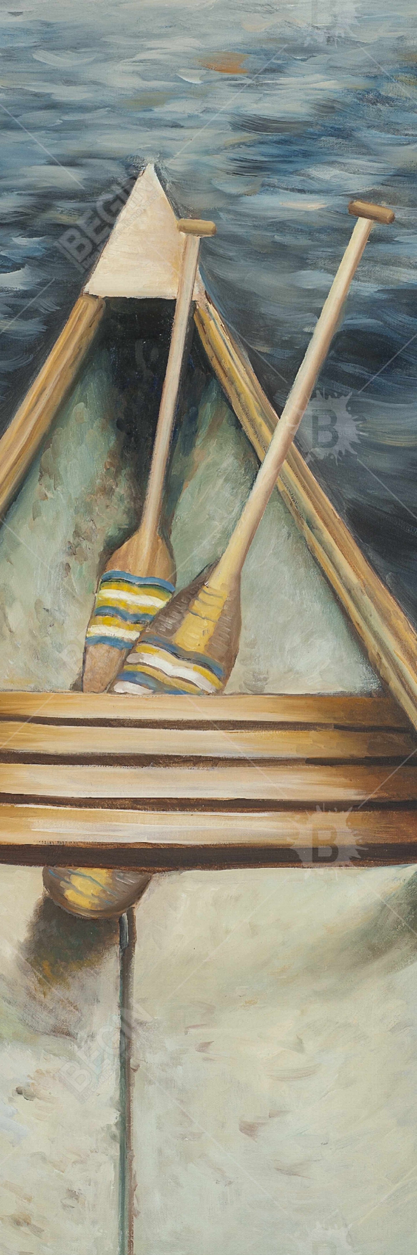 Canoeing on the Lake Canvas - Marine Blue Home Decor Art