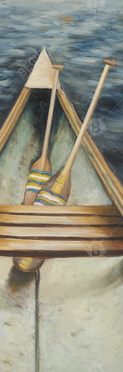 Canoeing on the Lake Canvas - Marine Blue Home Decor Art