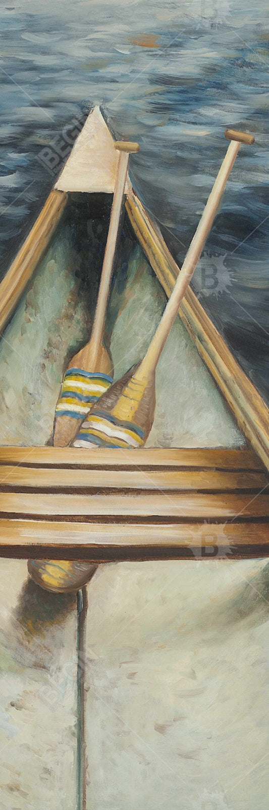 Canoeing on the Lake Canvas - Marine Blue Home Decor Art