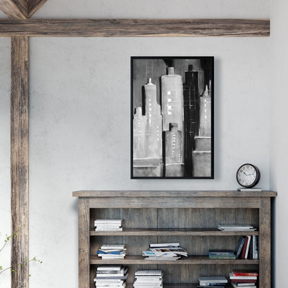 Abstract Black & White Buildings Canvas - Home Decor Wall Art