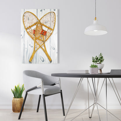 Toile Raquettes à neige vintage en bois | Décoration d'intérieur Sports et jeux