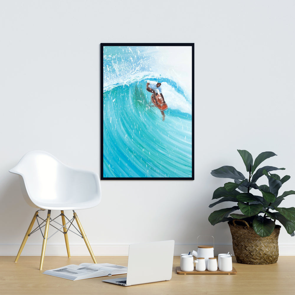 Surfer in the Wave Canvas | Contemporary Home Decor Art