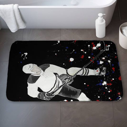 Hockey Player Bath Mat | Blue Man Sports Home Decor