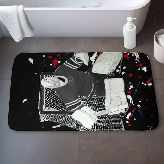 Goalkeeper Hockey Goal Blue Bath Mat | Home Decor Sports