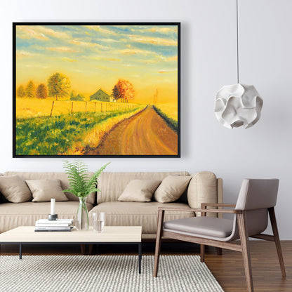 In the Countryside Rustic Trees Framed Canvas for Living Room
