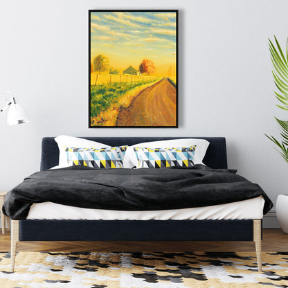 In the Countryside Rustic Trees Framed Canvas for Living Room