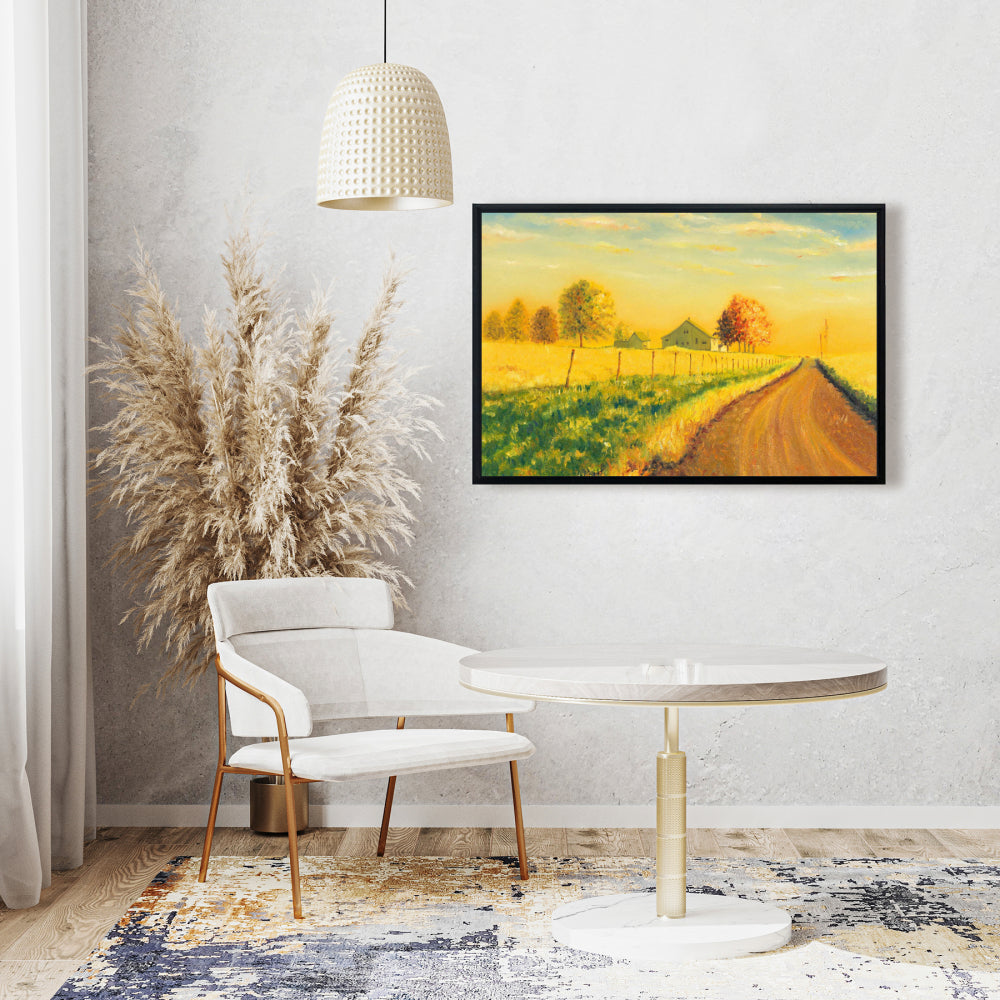 In the Countryside Rustic Trees Framed Canvas for Living Room
