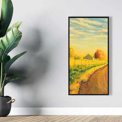 In the Countryside Rustic Trees Framed Canvas for Living Room