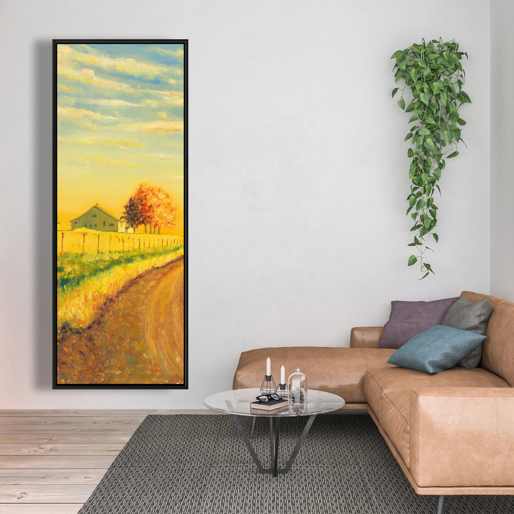 In the Countryside Rustic Trees Framed Canvas for Living Room