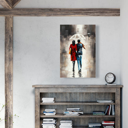 Romantic Rainy Walk Canvas | Bedroom Home Decor Wall Art