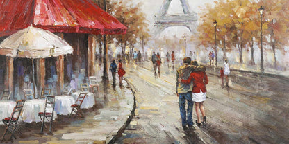 Toile encadrée « Couple marchant dans une rue parisienne » | Décoration d'intérieur