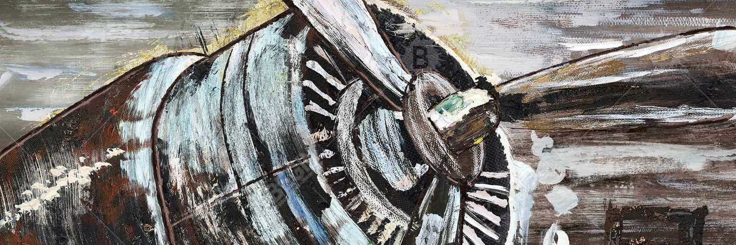 Toile encadrée marron pour salon | Décoration d'hélice d'avion