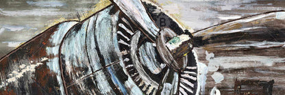 Toile encadrée marron pour salon | Décoration d'hélice d'avion