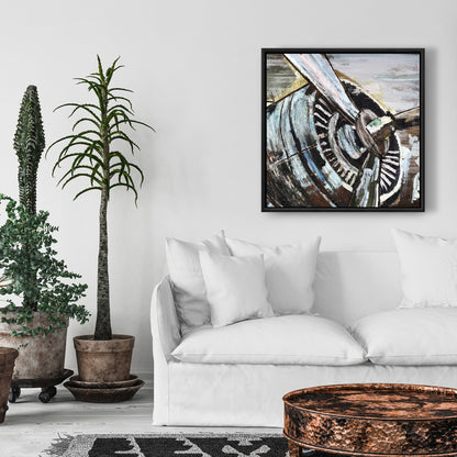 Toile encadrée marron pour salon | Décoration d'hélice d'avion