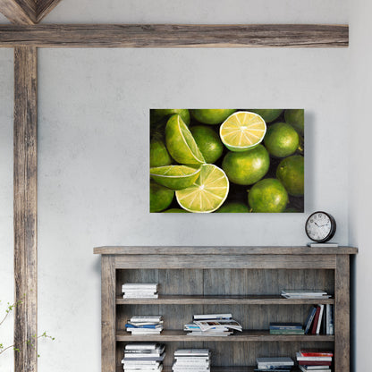 Toile « Panier de citrons verts » | Décoration d'intérieur hyperréaliste