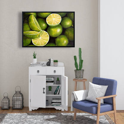 Toile encadrée « Panier de citrons verts » | Décoration d'intérieur, de cuisine et de salle à manger