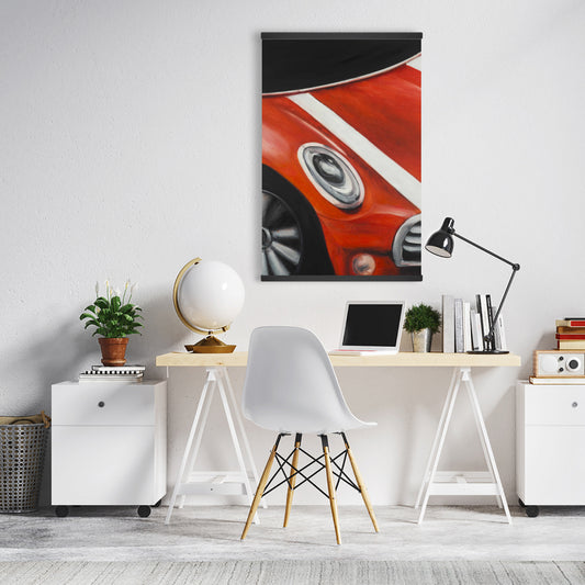 Red Car with White Stripes Magnetic Canvas - Modern Home Decor