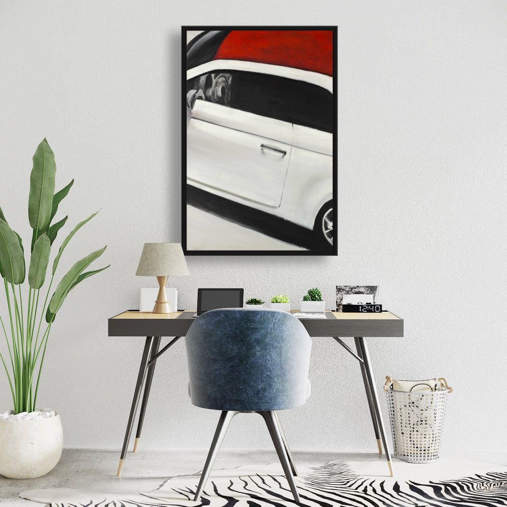 Toile représentant une voiture italienne rouge et blanche | Décoration murale
