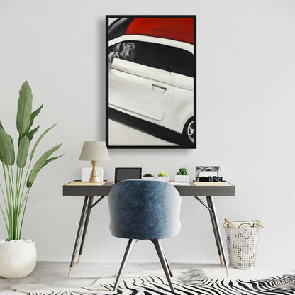 Toile représentant une voiture italienne rouge et blanche | Décoration murale