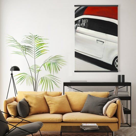 Italian Red and White Car Magnetic Canvas - Home Decor Art
