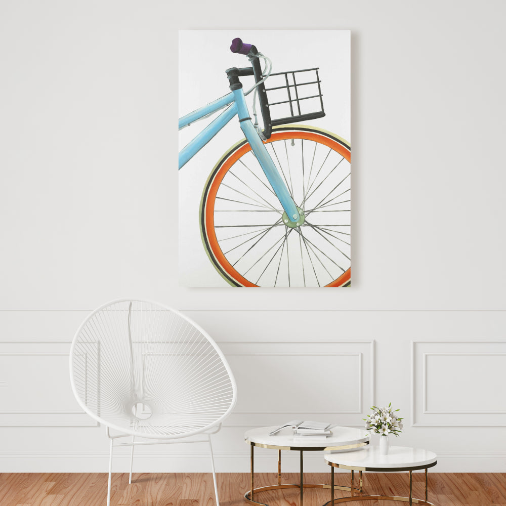Orange and Blue Bike Canvas | Bedroom Wall Art Decor