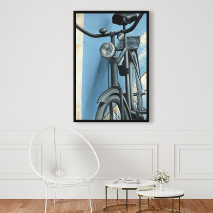 Abandoned Bicycle Blue Canvas | Living Room Wall Art Decor