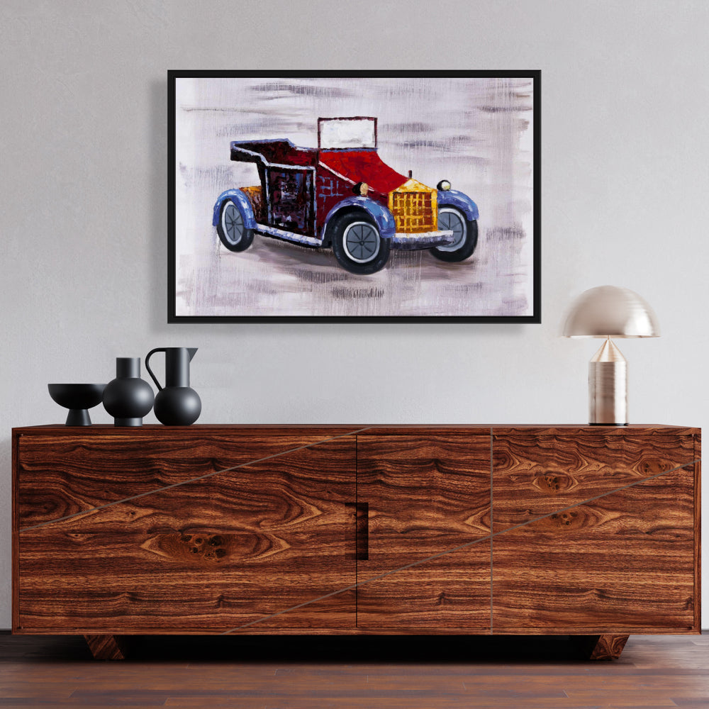 Toile de voiture jouet vintage | Décoration murale encadrée