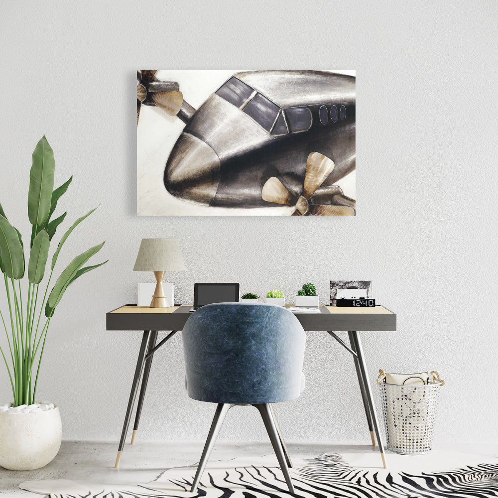 Airplane in Full Flight Canvas | Aviation Man Cave Decor