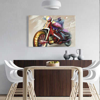 Abstract Motorcycle Canvas | Red Transportation Wall Art