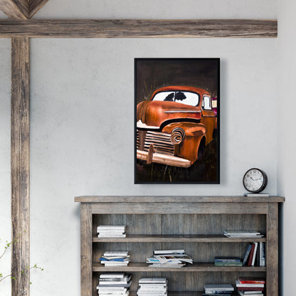 Old Car Crash | American Framed Canvas | Car Bedroom Decor