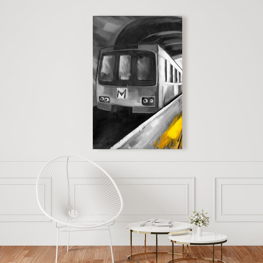 Urban Life Gray Canvas - Train Man Cave Decor for Home