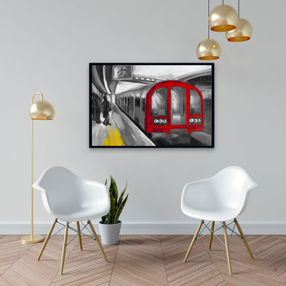 Toile grise industrielle « Man Cave » | Décoration d'intérieur « En attente du métro »