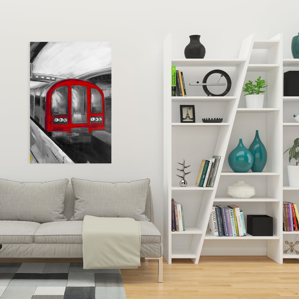 Toile « Attendre le métro » | Art de train industriel pour une décoration de caverne d'homme