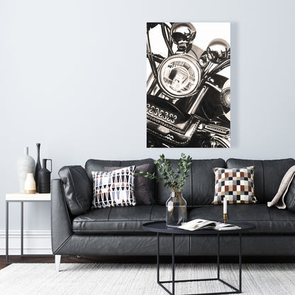 Realistic Sepia Motorcycle Canvas | Beige Home Decor Art