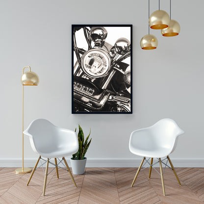 Realistic Sepia Motorcycle Canvas | Man Cave Industrial Decor