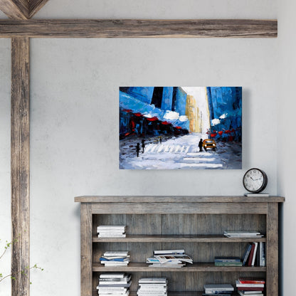 Cities Blue Bedroom Canvas - Blue Buildings Home Decor Art