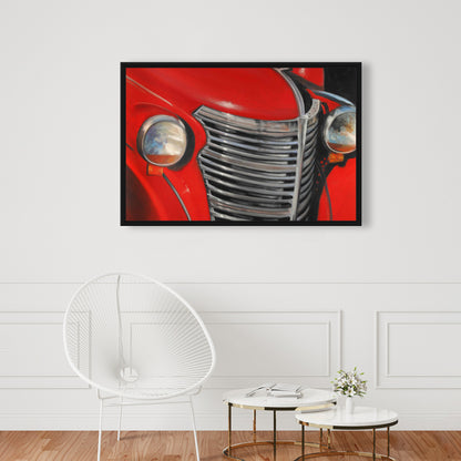50's Car Canvas | Vintage Gray Framed | Bedroom Wall Decor