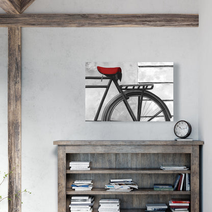 White Bedroom Still Life Canvas | Rear Bicycle Home Decor