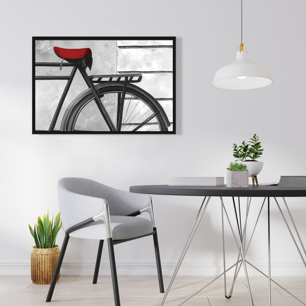 Rear Bicycle Still Life Framed Canvas | White Bedroom Decor