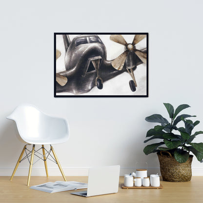 Toile « Avion vintage en vol » | Décoration d'intérieur industrielle