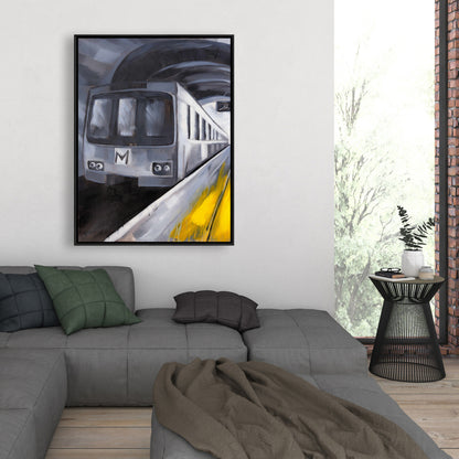 Blue Contemporary Subway Canvas - Framed Home Decor Art