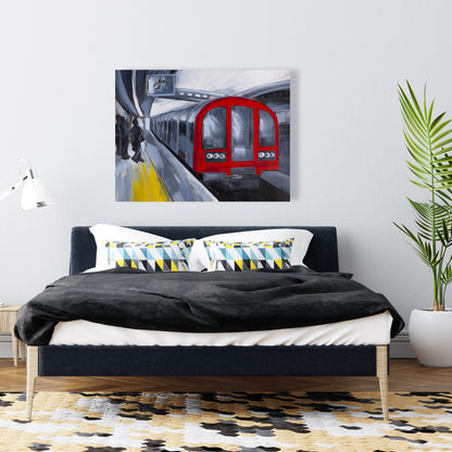 People Waiting Metro Blue Canvas | Home Decor Transportation