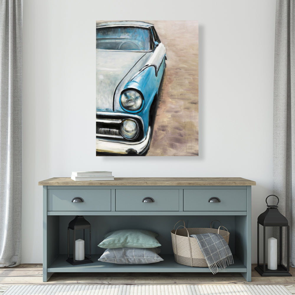Old Classic Car Canvas | Blue Bedroom Decor | Home Wall Art