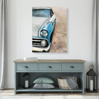 Old Classic Car Canvas | Blue Bedroom Decor | Home Wall Art
