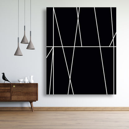 White Stripes on Black Canvas - Bedroom Shapes Home Decor